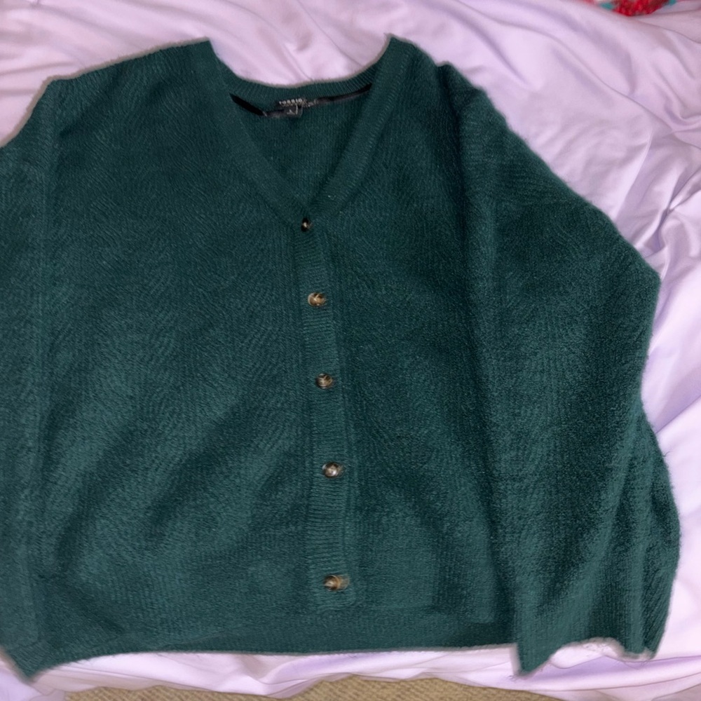 Dark Green Cardigan Sweater